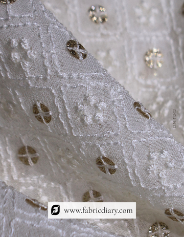 Viscose Georgette Embroidered Fabric with 5mm Light Glitter Sequins