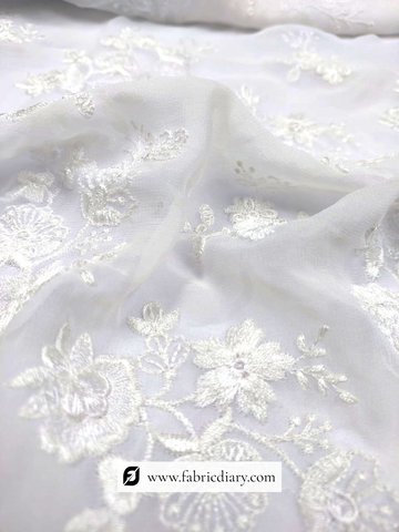 Beautiful Chikankari Saree Embroidery Fabric