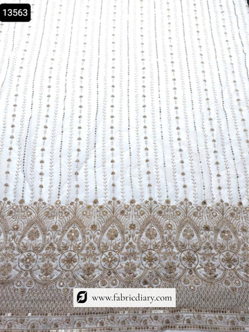 Beautiful Zari Work Lehenga Daman Embroidery Fabric