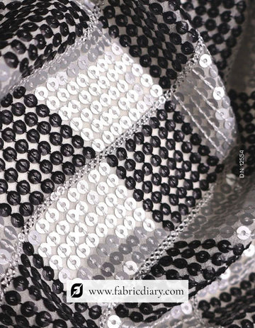 Black & White Chess Plaid 5mm Sequin Fabric for Dresses