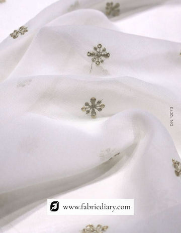 Designer Embroidered Zari Work Butti Fabric – #2073
