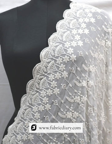 Chikankari Georgette Embroidered Dupatta / Scarf – #294