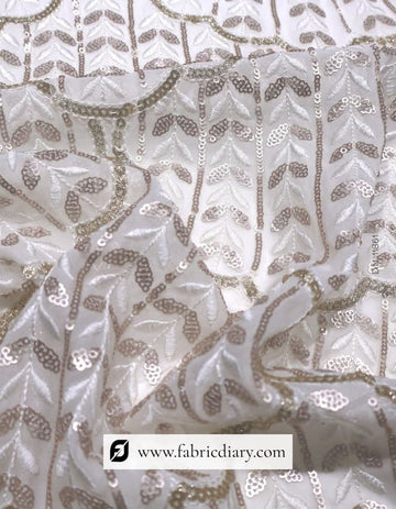 Copper & Gold Sequin Fabric with Daman Embroidery – Perfect for Women's Ethnic Wear – #86