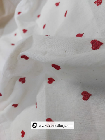 Cotton Heart Shape Kurti Embroidery Fabric