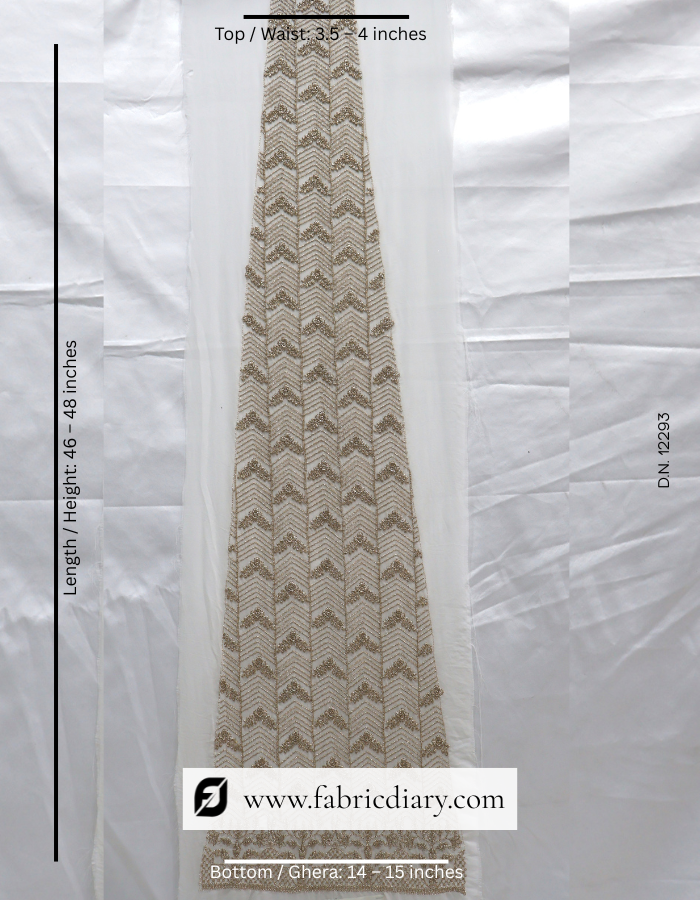 Golden embroidered kali fabric for bridal lehenga