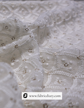 Designer Viscose Georgette Fabric With 3mm Light Glitter Sequins