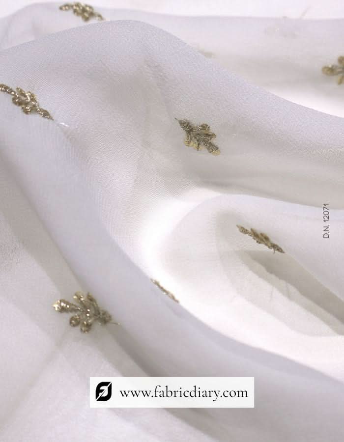 Embroidered Zari Work Butti Fabric – #207