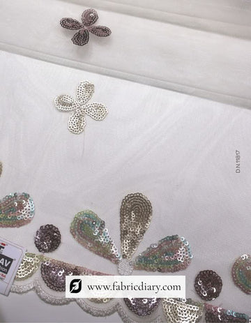 Dupatta Fabric with Multicolor Sequins on Net – #87
