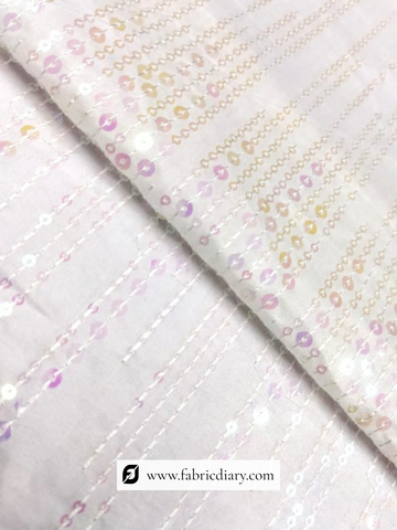 Rainbow Sequins Embroidered Chanderi Fabric