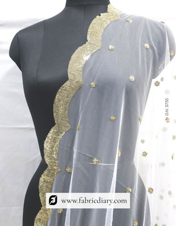 Dyeable Embroidered Dupatta with Heavy Sequins Border – #3735