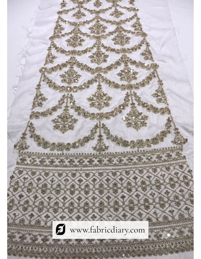 madhav fashion Golden cord and sequin embroidered kali fabric for bridal wear