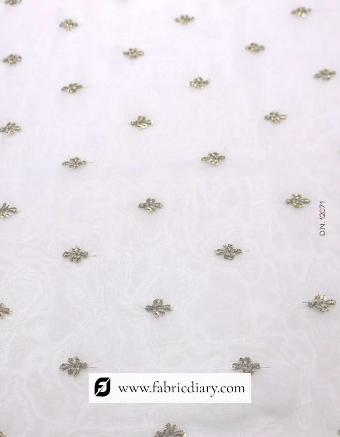 Traditional zari work fabric – embroidered butti textile in bulk