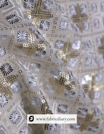 Heavy Designer Four Square Sequins Fabric