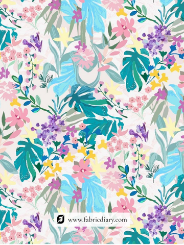Floral Printed Bemberg Chiffon Fabric