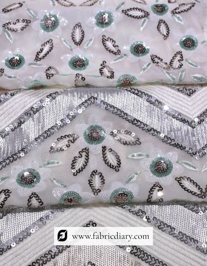 Sequin fabric with floral design for international women's dresses