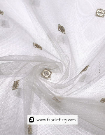 Golden Zari Embroidered Butti Fabric – #23