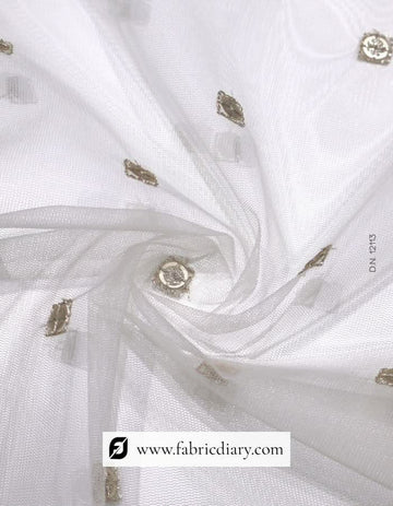 Golden Zari Embroidered Butti Fabric – #23