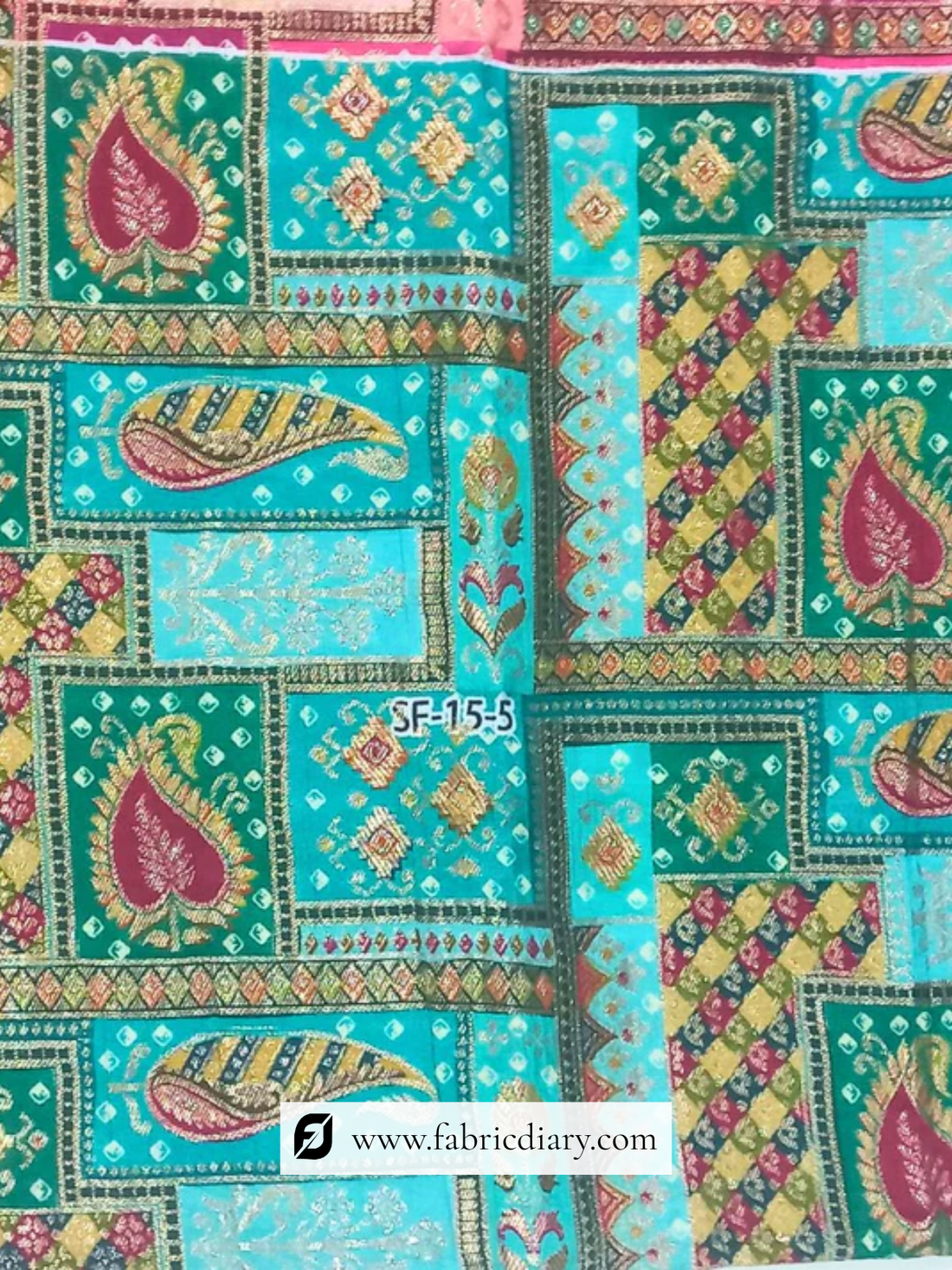 Green Traditional Dola Silk Jacquard Position Print Fabric