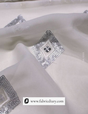Heavy Designer Sequin Fabric with Daman Pattern for Women's Dresses