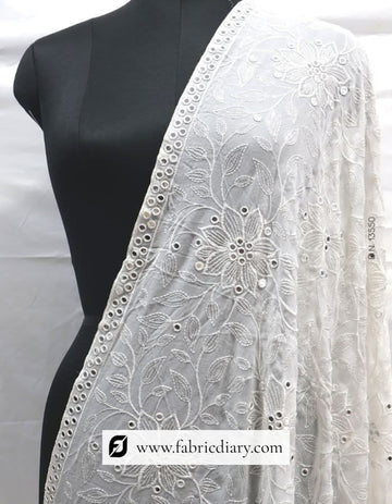 Heavy Mirror Work Lucknowi Embroidered Dupatta / Scarf – #3550
