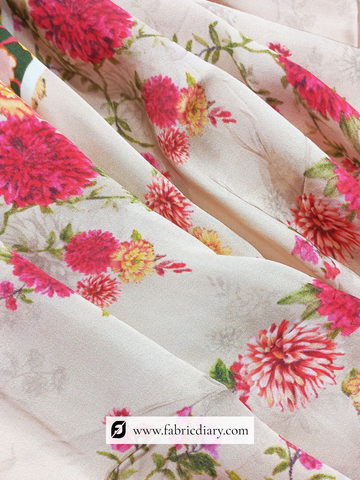High-Quality Pure Satin Fabric with Lovely Floral Print