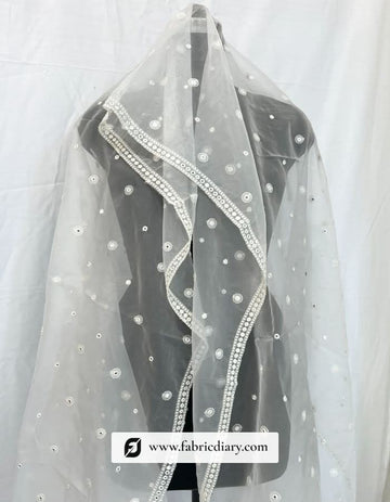 Beautiful Nylon Organza Embroidered Mirror Work Dupatta