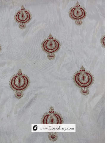 Lovely Golden Zari Butti Embroidery Fabric - Small Motif Fabric