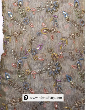 Multicolor floral embroidery on custom base fabric