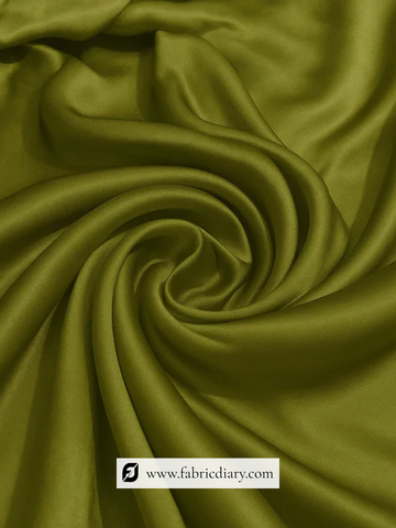 Olive Green Dyed Viscose Row Silk Satin Fabric
