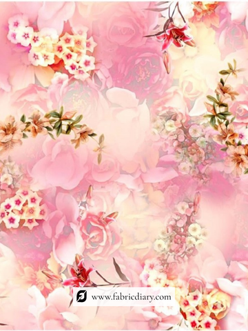 Pure Satin Georgette Fabric with Delicate Floral Prints