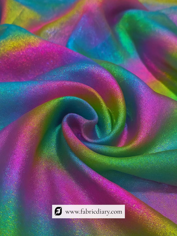 Rainbow Dyed Pure Tissue Silver Fabric
