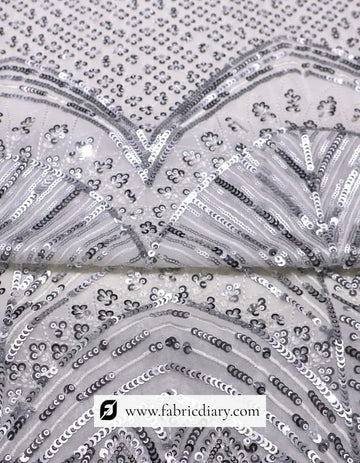 Silver Shining Multi Sequin Fabric for Designer Dresses