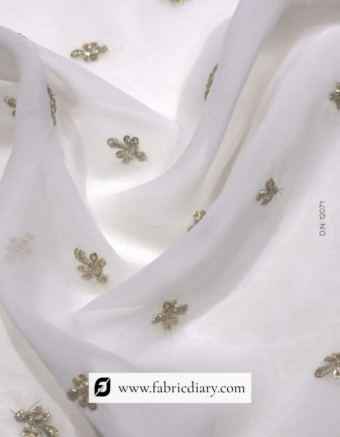 Embroidered butti fabric with gold zari – wholesale ethnic fashion material