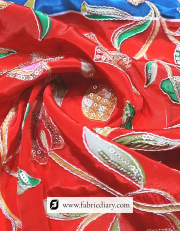 Bold Red Floral Printed Placement Fabric – Shop Chhattisgarh Collection #14631 /153-03