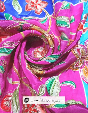 Neon Pink Designer Panel Print Fabric – Haryana Wholesale Buy #14631 /153-05