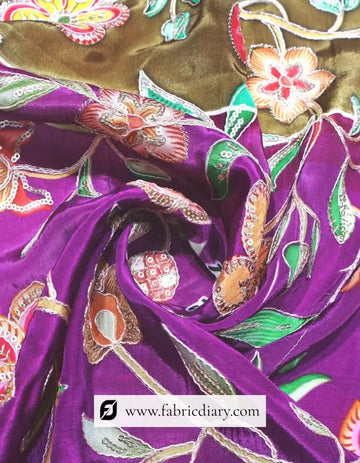 Neon Pink Floral Printed Designer Fabric – Tamil Nadu Boutique Line #14631 /153-13