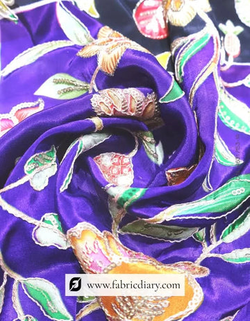 Indigo Floral Panel Print Fabric – Telangana Trending Textile #14631 /153-14