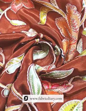 Close-up of azure floral position print fabric