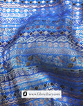 Blue Dola Silk Position Print Fabric for Menswear – Exported from Varanasi