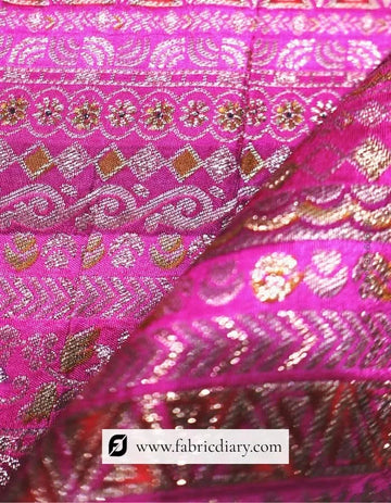 Hot Pink Dola Silk Jacquard Print Fabric