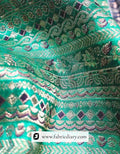 Teal Green Dola Silk Jacquard Print Fabric
