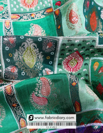 Mint Green Position Print Jacquard Fabric – Asian Traditional