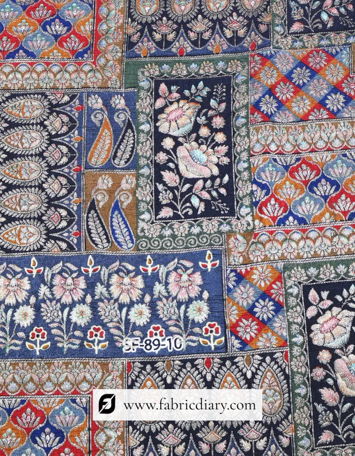 Buy Black Position Print Jacquard Fabric Online