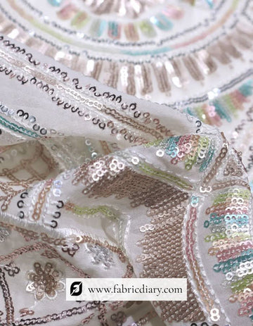 Multicolor Designer Sequins Fabric for Prom, Gowns, Lehengas, and Sarees – #83