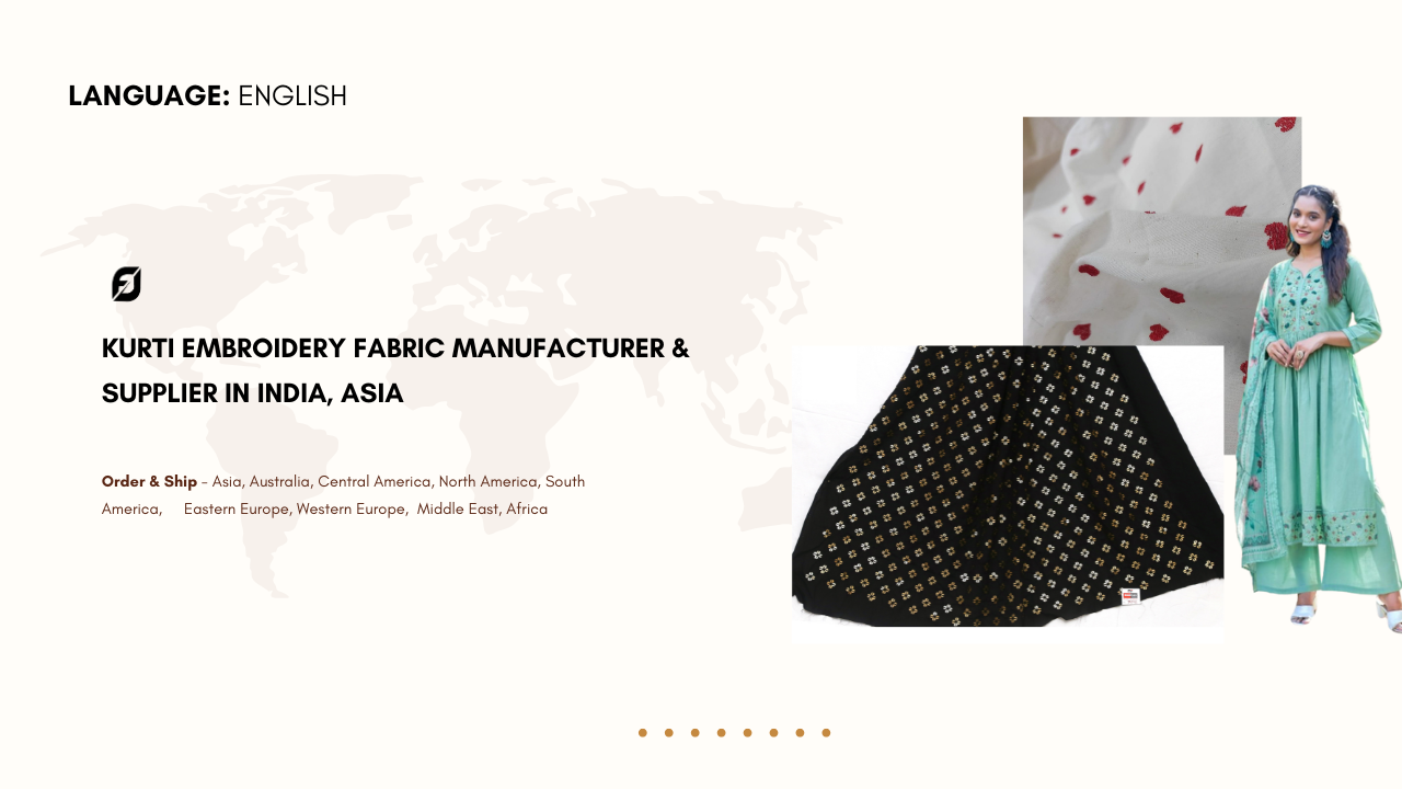 Kurti Embroidery Fabric Manufacturer & Supplier in India, Asia