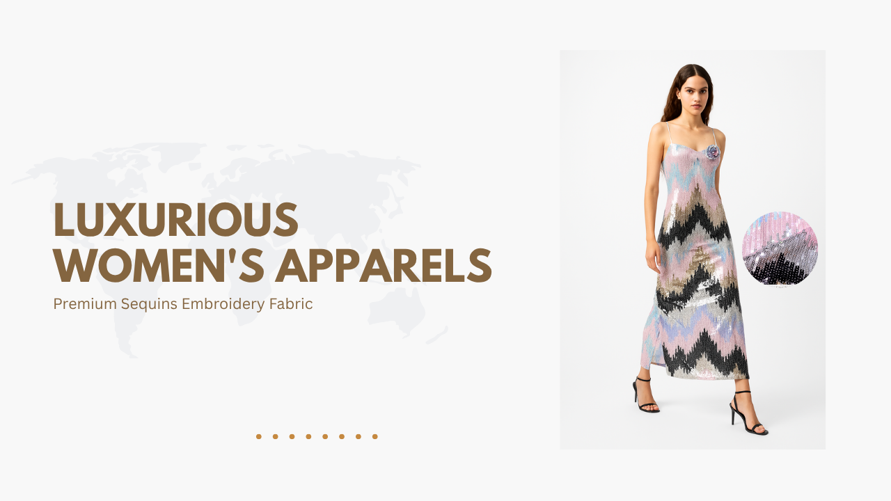 Luxurious Women's Apparels with Premium Sequins Embroidery Fabric