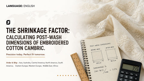 The Shrinkage Factor: Calculating Post-Wash Dimensions of Embroidered Cotton Cambric.