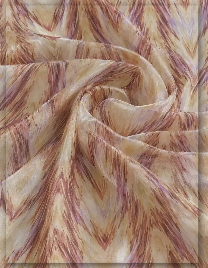 Printed Uppada Silk Fabric – Abstract Chevron Digital Print for Sarees, Dresses & Women's Wear