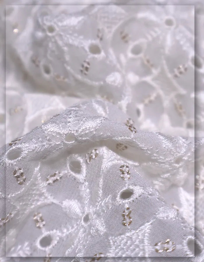 asian style georgette eyelet embroidery fabric elegant design