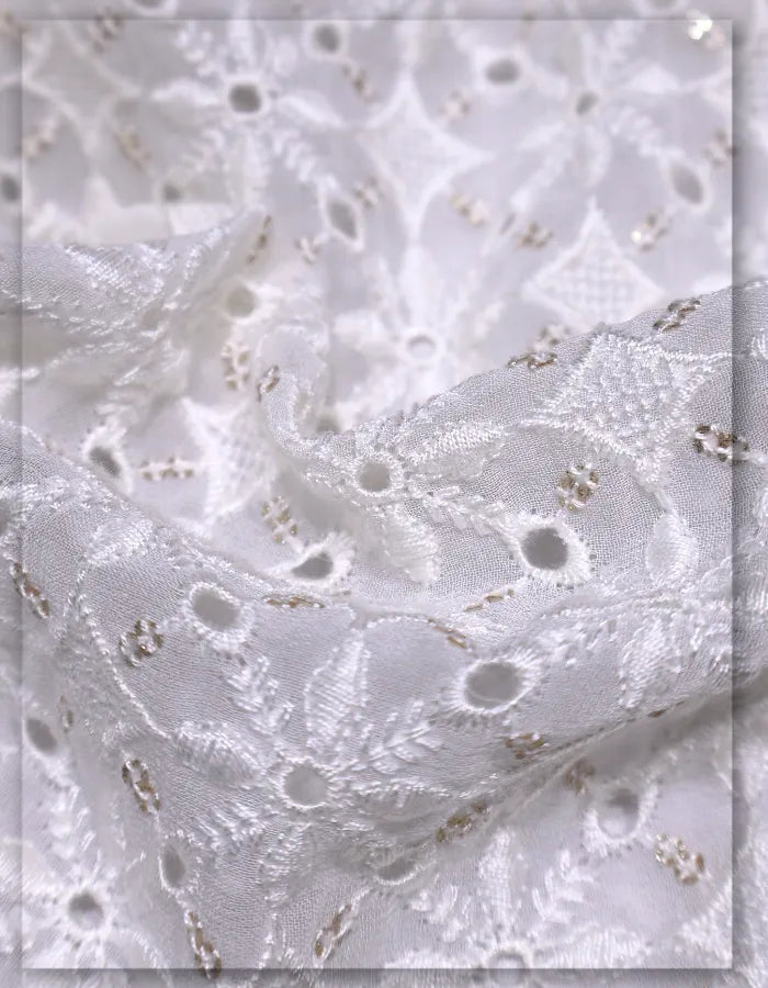 lightweight georgette eyelet embroidery fabric bulk supply